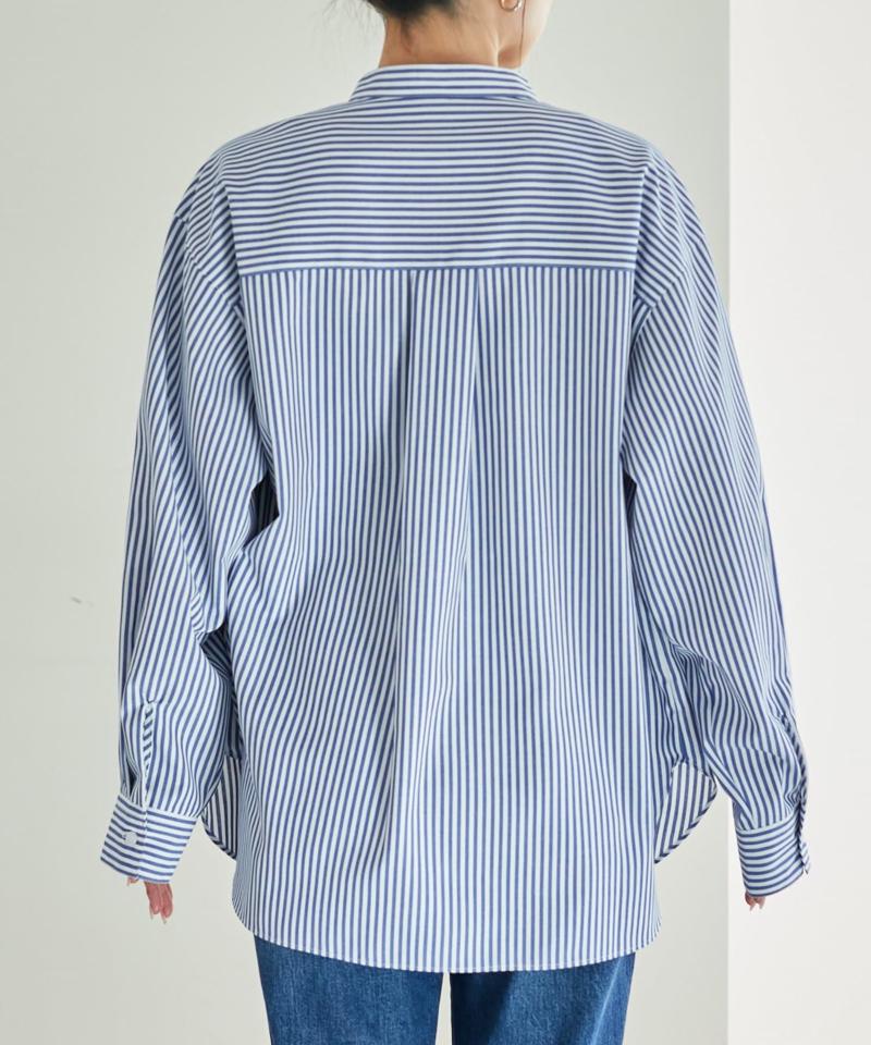 【しわになりにくい】ボリュームスリーブバンドカラーシャツ