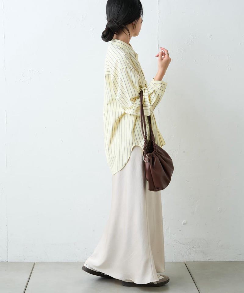 【しわになりにくい】ボリュームスリーブバンドカラーシャツ