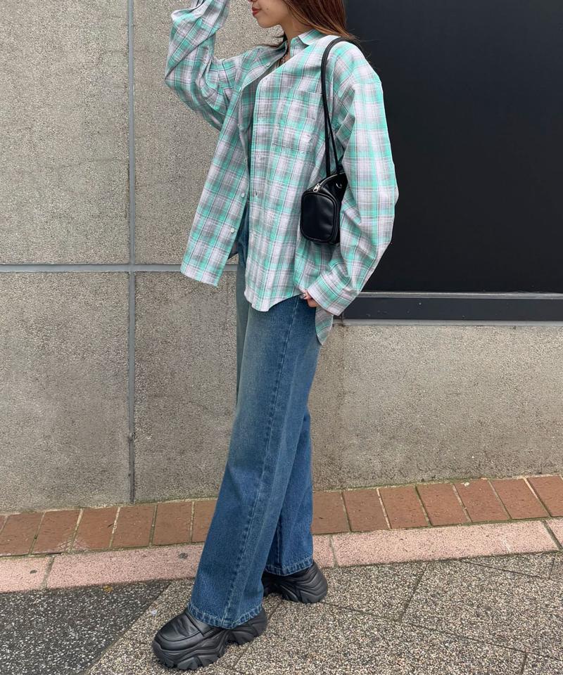オンブレチェックシャツ