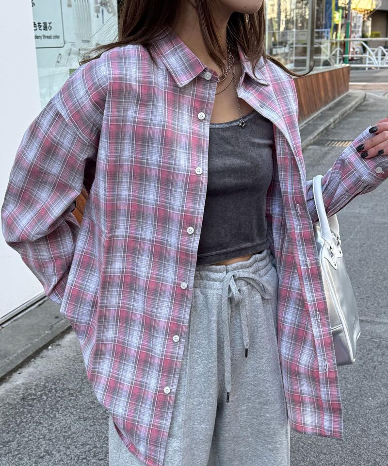 オンブレチェックシャツ