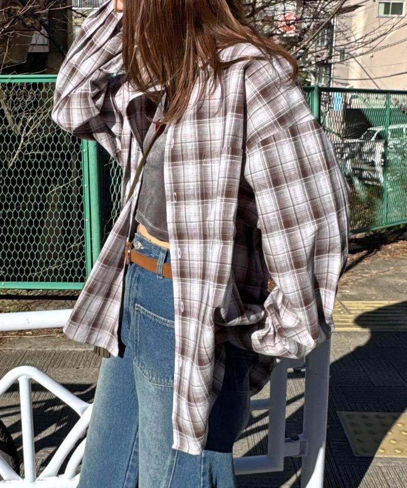 オンブレチェックシャツ