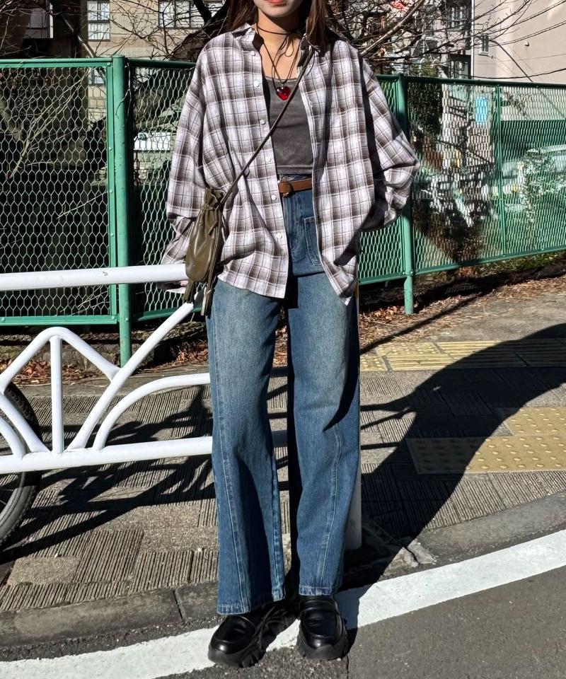 オンブレチェックシャツ