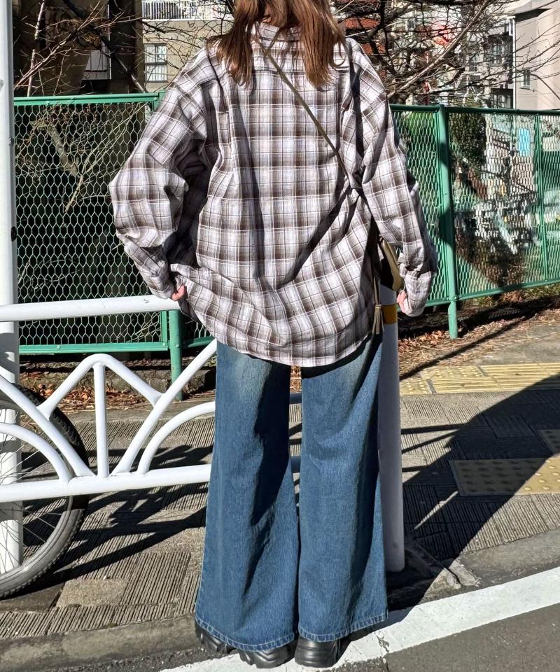 オンブレチェックシャツ
