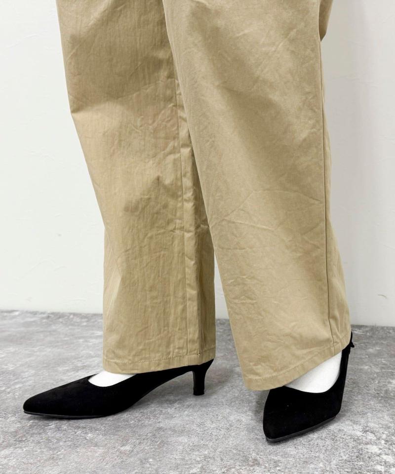 《セットアップ対応》綿ナイロンイージーストレートパンツ