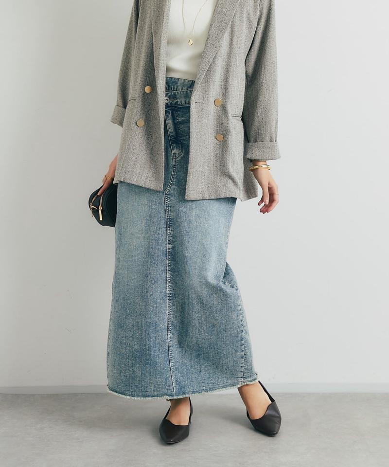 《低身長サイズ追加・オールシーズン着まわせる》デニムタイトスカート