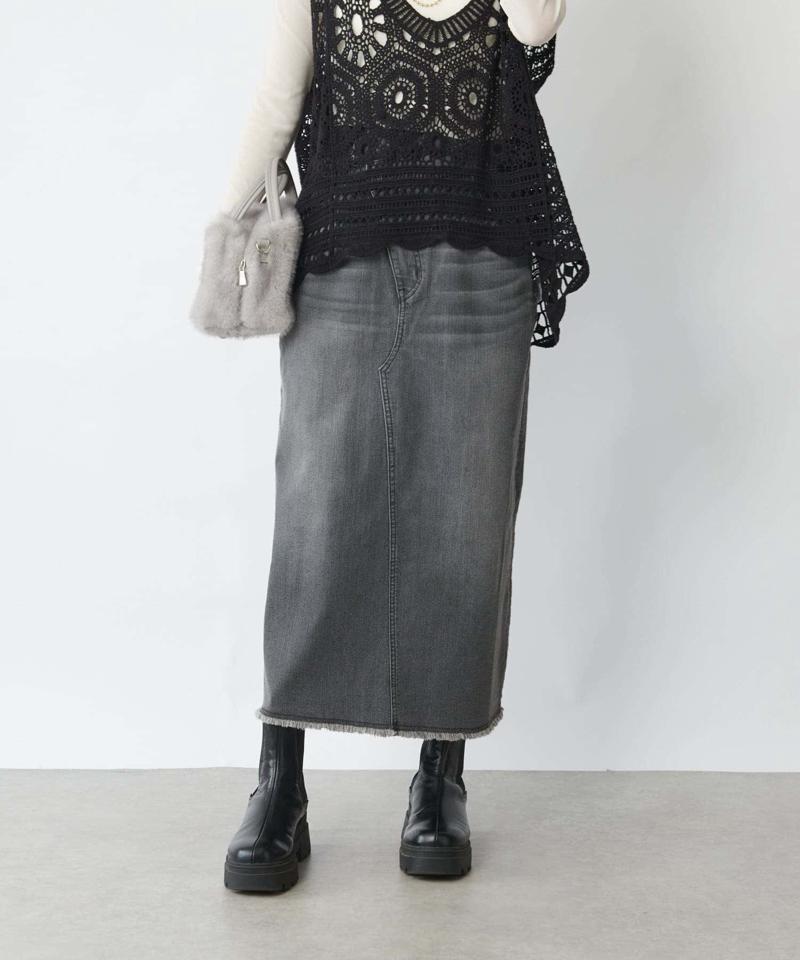 《低身長サイズ追加・オールシーズン着まわせる》デニムタイトスカート