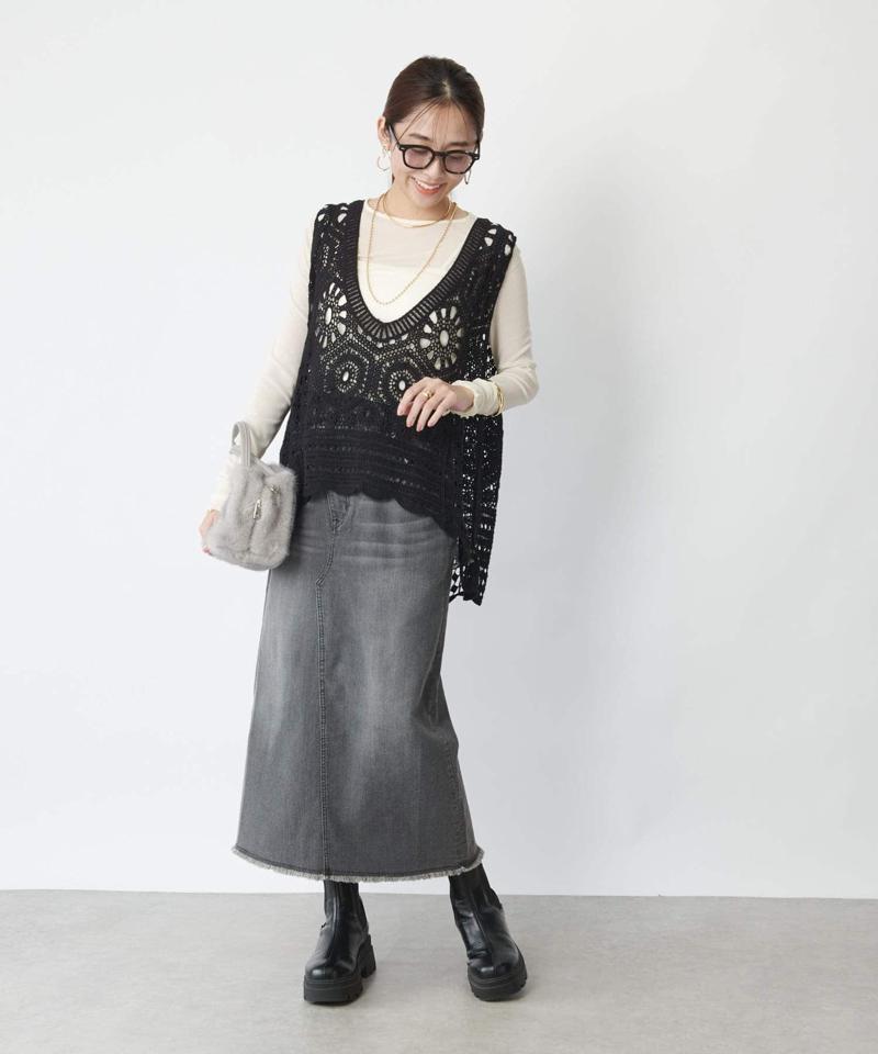 《低身長サイズ追加・オールシーズン着まわせる》デニムタイトスカート