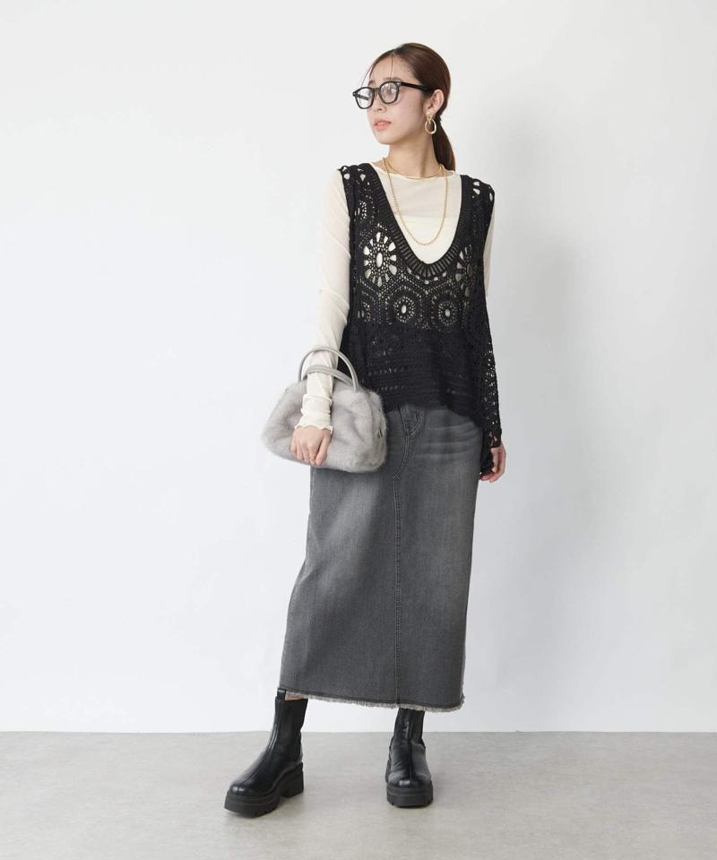 《低身長サイズ追加・オールシーズン着まわせる》デニムタイトスカート