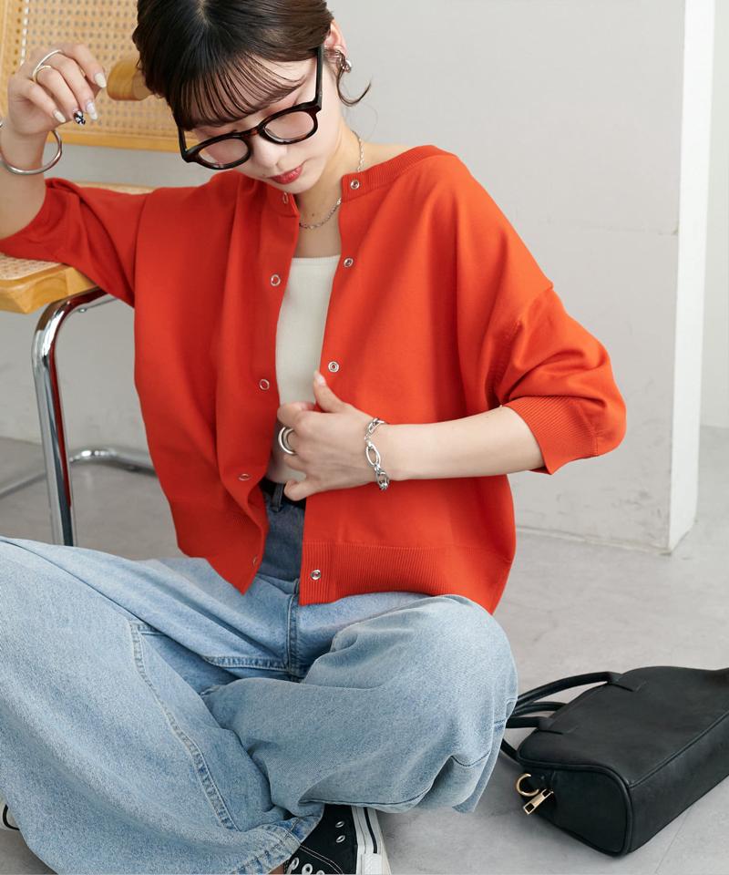 【新色追加/夏の羽織に♪】ライトスポンディッシュ半袖カーディガン《WEB限定》