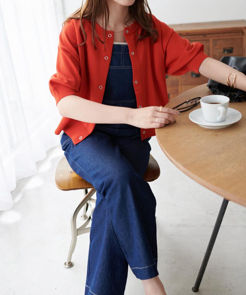 【新色追加/夏の羽織に♪】ライトスポンディッシュ半袖カーディガン《WEB限定》