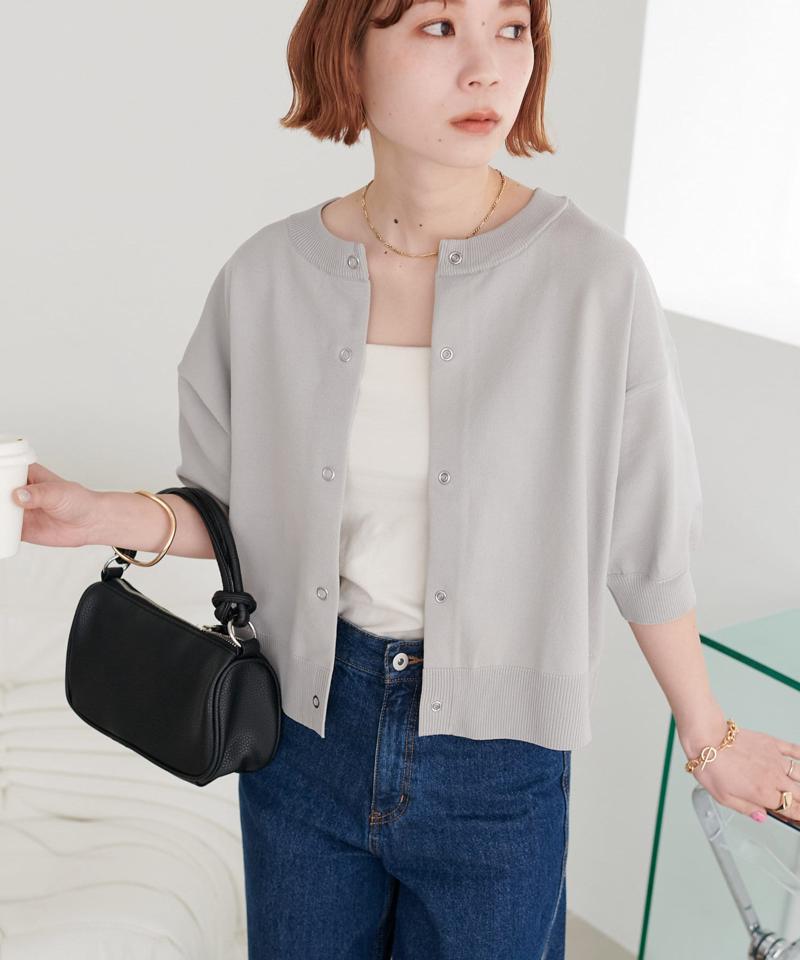 【新色追加/夏の羽織に♪】ライトスポンディッシュ半袖カーディガン《WEB限定》