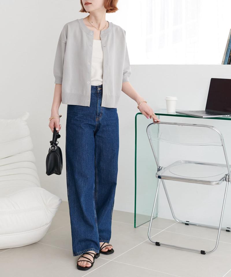 【新色追加/夏の羽織に♪】ライトスポンディッシュ半袖カーディガン《WEB限定》