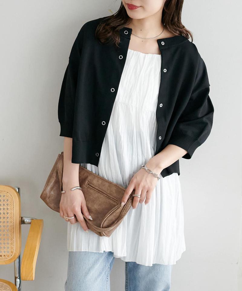 【新色追加/夏の羽織に♪】ライトスポンディッシュ半袖カーディガン《WEB限定》