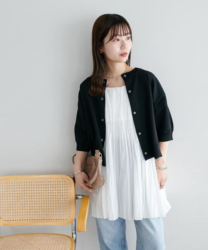 【新色追加/夏の羽織に♪】ライトスポンディッシュ半袖カーディガン《WEB限定》