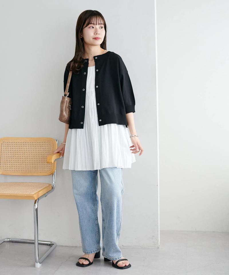【新色追加/夏の羽織に♪】ライトスポンディッシュ半袖カーディガン《WEB限定》