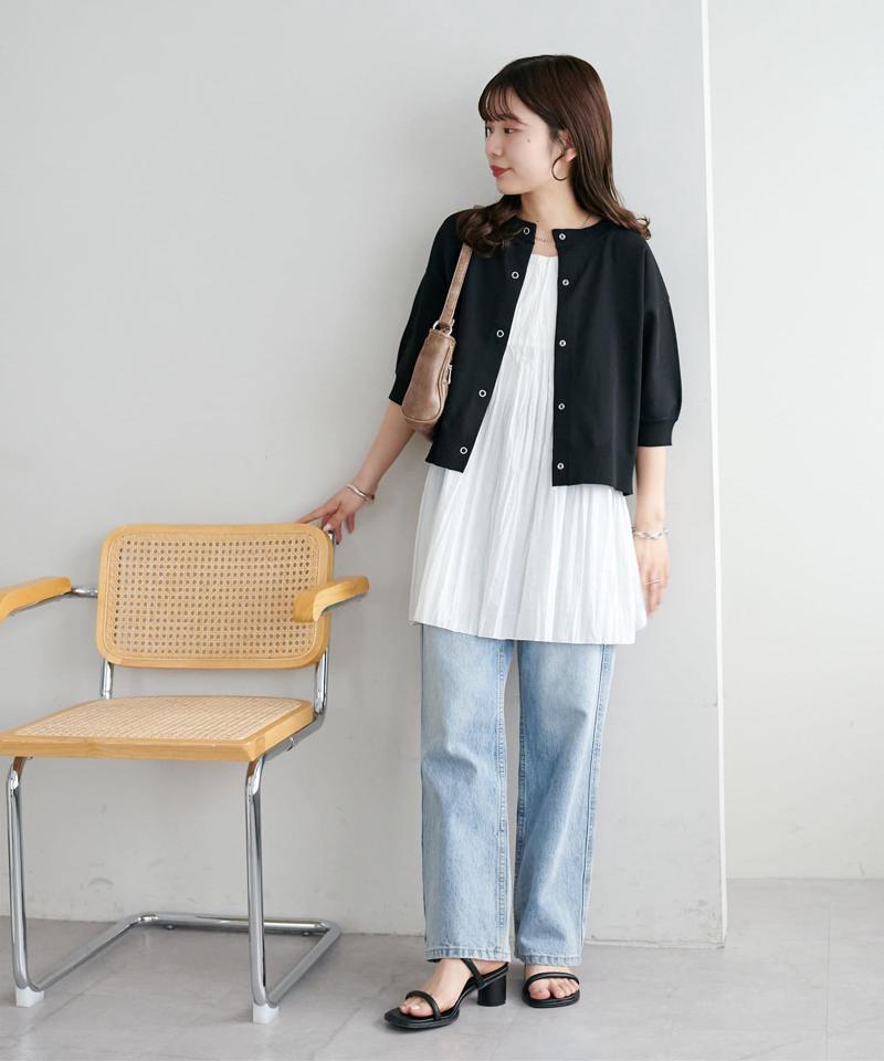 【新色追加/夏の羽織に♪】ライトスポンディッシュ半袖カーディガン《WEB限定》