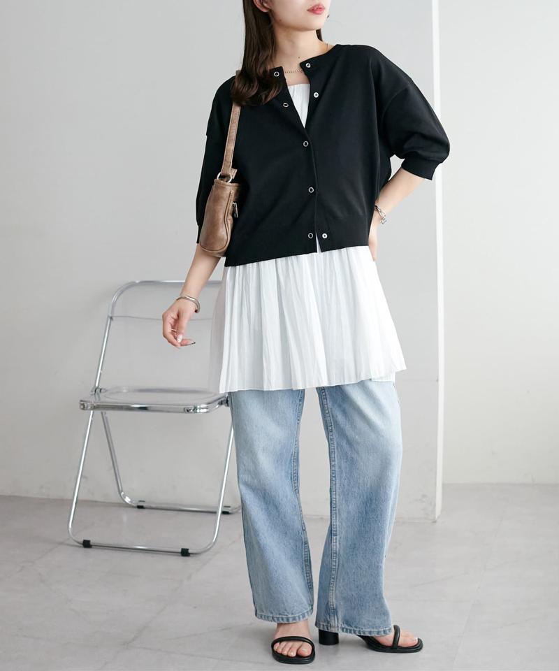 【新色追加/夏の羽織に♪】ライトスポンディッシュ半袖カーディガン《WEB限定》