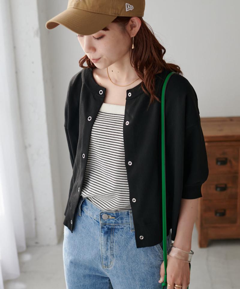 【新色追加/夏の羽織に♪】ライトスポンディッシュ半袖カーディガン《WEB限定》