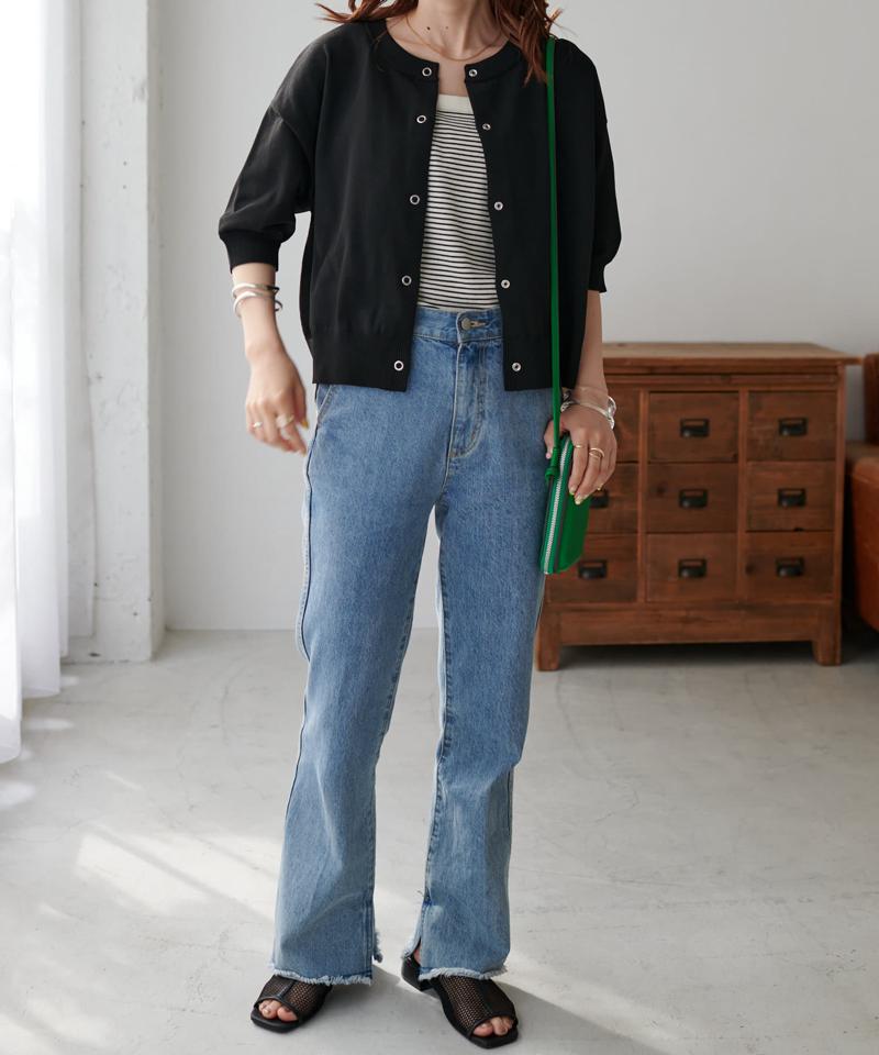 【新色追加/夏の羽織に♪】ライトスポンディッシュ半袖カーディガン《WEB限定》