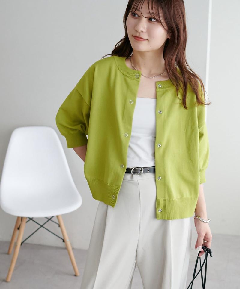【新色追加/夏の羽織に♪】ライトスポンディッシュ半袖カーディガン《WEB限定》