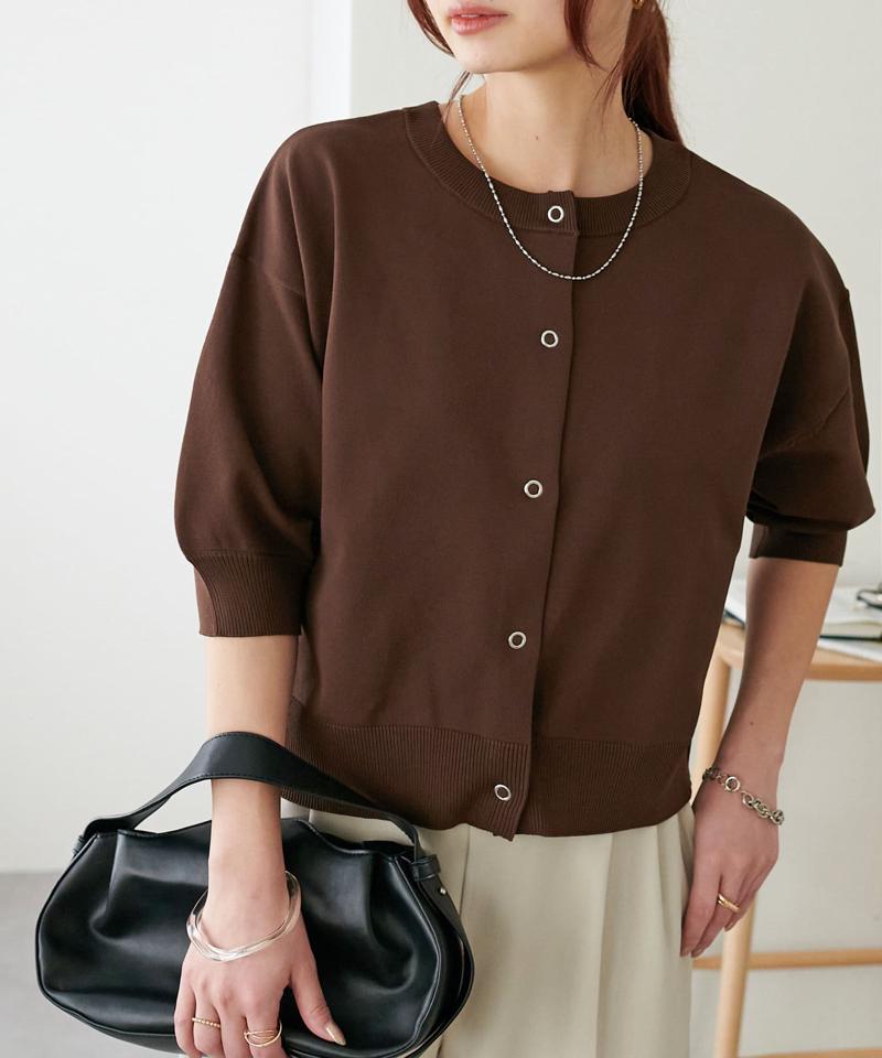 【新色追加/夏の羽織に♪】ライトスポンディッシュ半袖カーディガン《WEB限定》