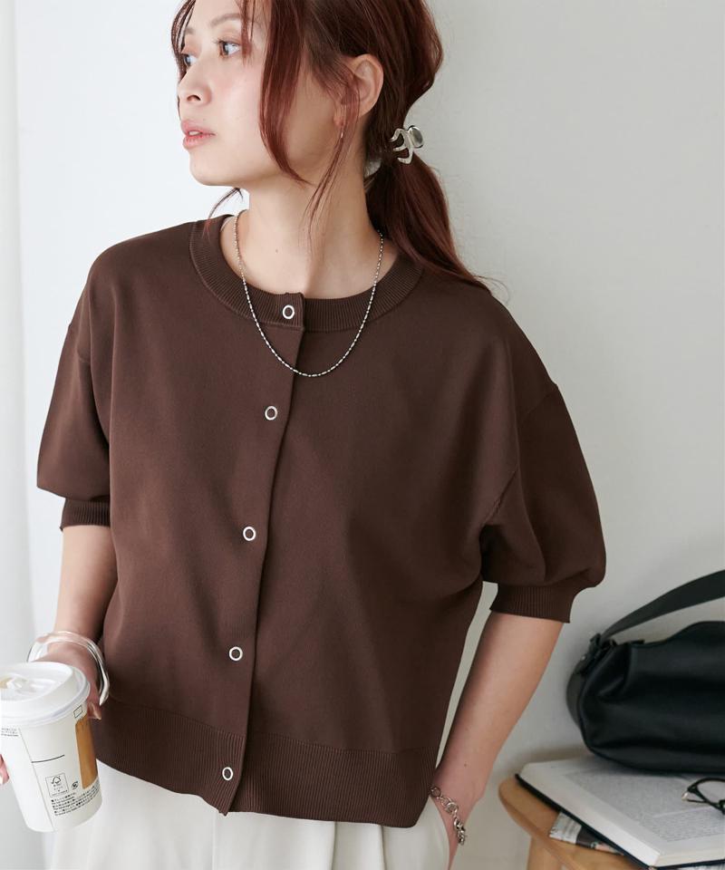 【新色追加/夏の羽織に♪】ライトスポンディッシュ半袖カーディガン《WEB限定》