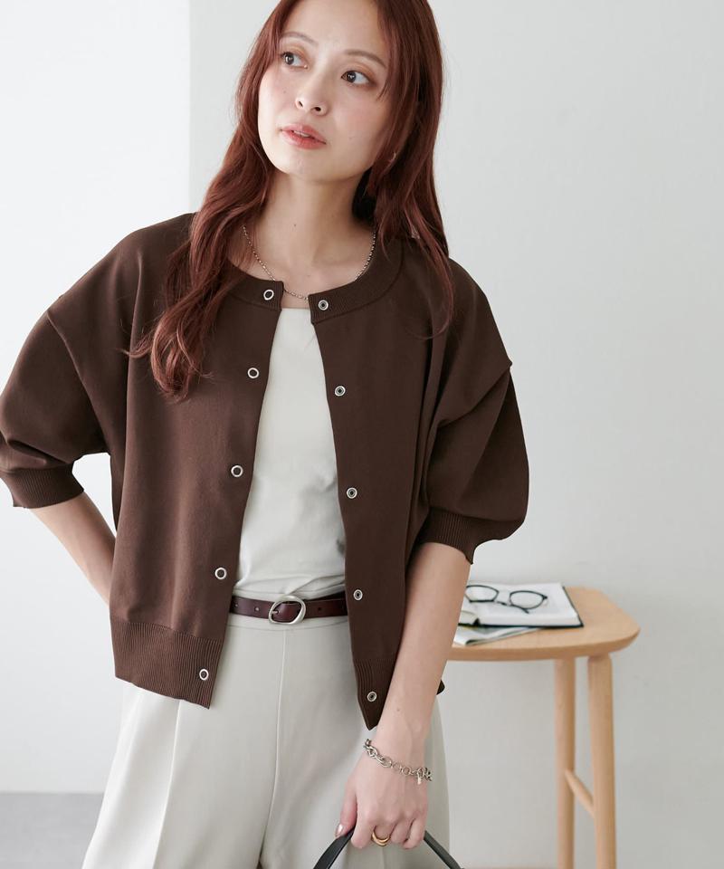 【新色追加/夏の羽織に♪】ライトスポンディッシュ半袖カーディガン《WEB限定》