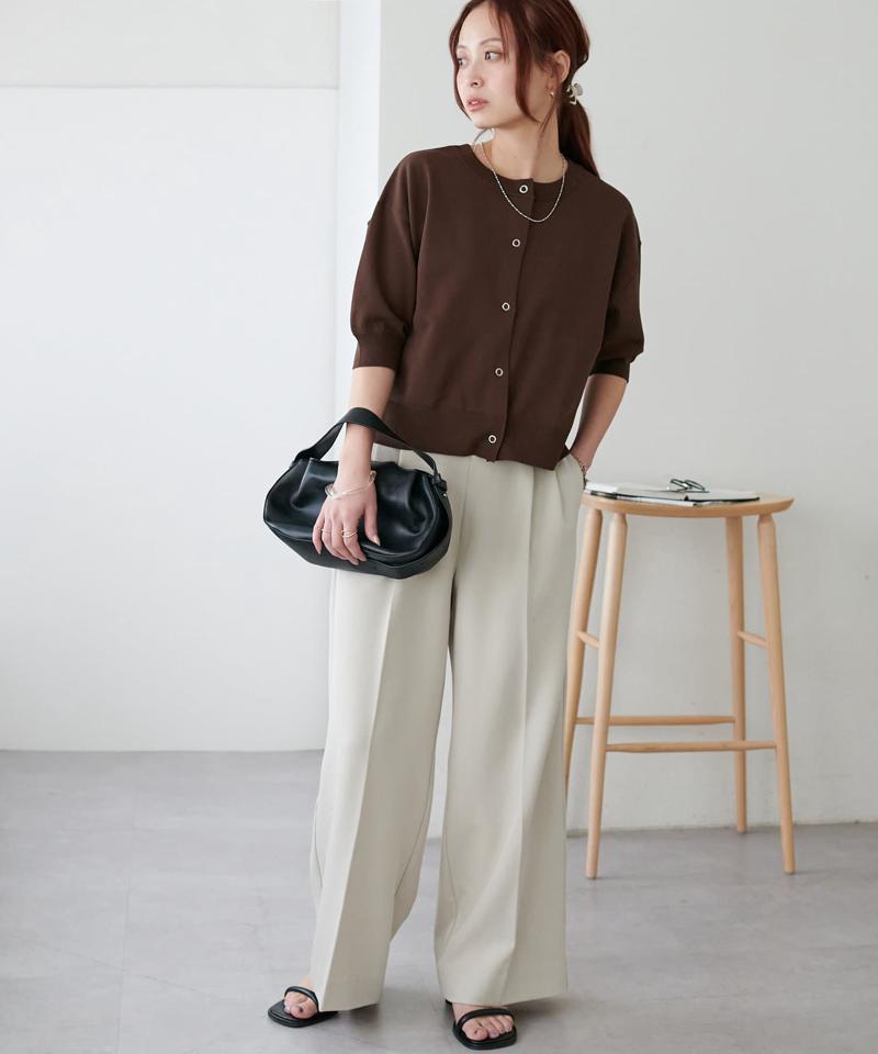 【新色追加/夏の羽織に♪】ライトスポンディッシュ半袖カーディガン《WEB限定》