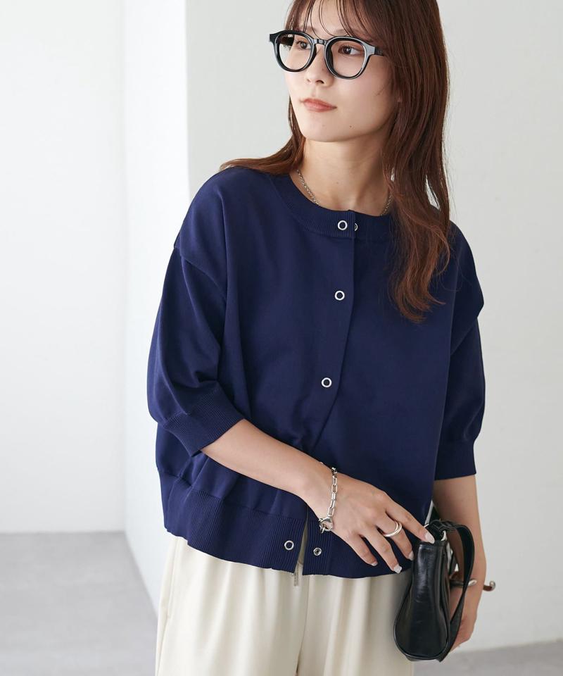 【新色追加/夏の羽織に♪】ライトスポンディッシュ半袖カーディガン《WEB限定》