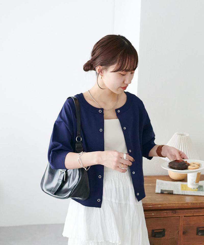 【新色追加/夏の羽織に♪】ライトスポンディッシュ半袖カーディガン《WEB限定》