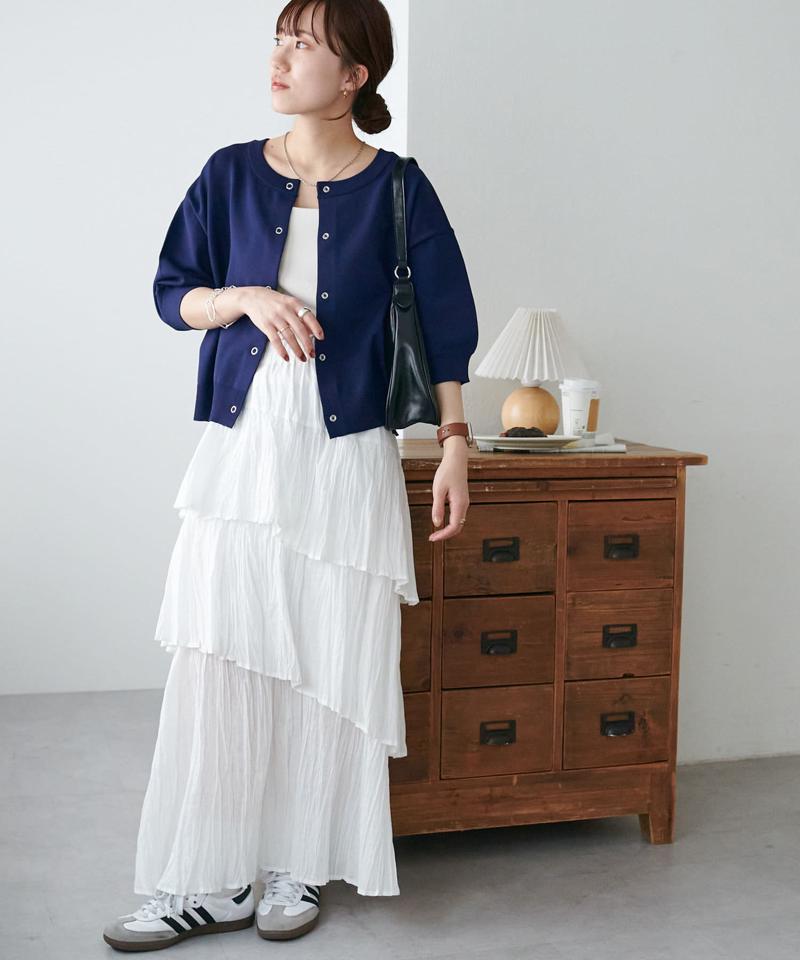 【新色追加/夏の羽織に♪】ライトスポンディッシュ半袖カーディガン《WEB限定》