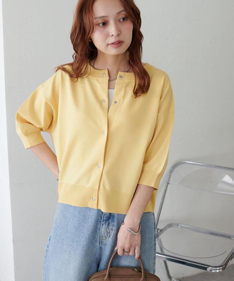 【新色追加/夏の羽織に♪】ライトスポンディッシュ半袖カーディガン《WEB限定》