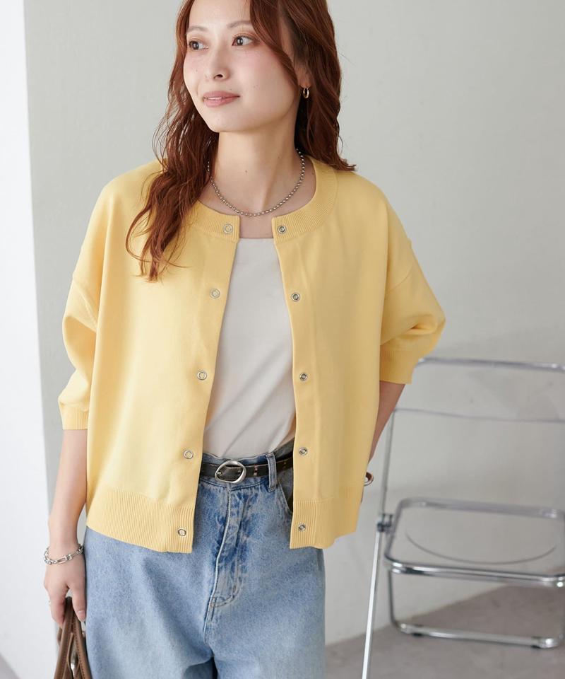 【新色追加/夏の羽織に♪】ライトスポンディッシュ半袖カーディガン《WEB限定》