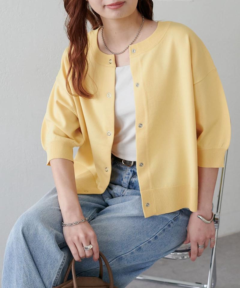 【新色追加/夏の羽織に♪】ライトスポンディッシュ半袖カーディガン《WEB限定》