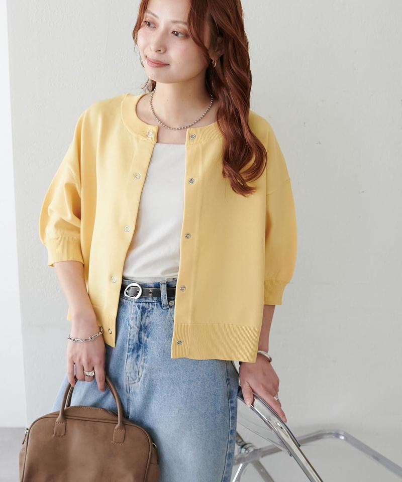【新色追加/夏の羽織に♪】ライトスポンディッシュ半袖カーディガン《WEB限定》