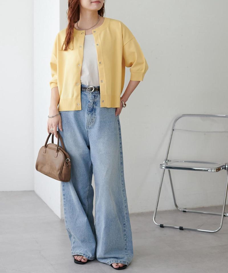 【新色追加/夏の羽織に♪】ライトスポンディッシュ半袖カーディガン《WEB限定》