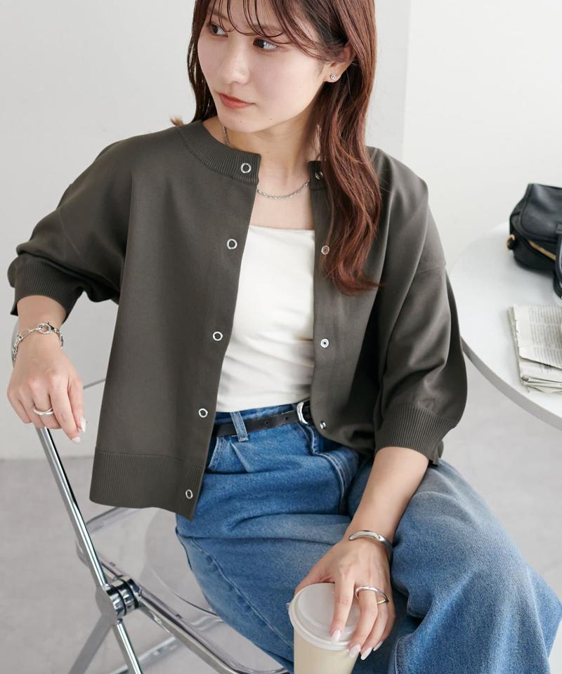 【新色追加/夏の羽織に♪】ライトスポンディッシュ半袖カーディガン《WEB限定》