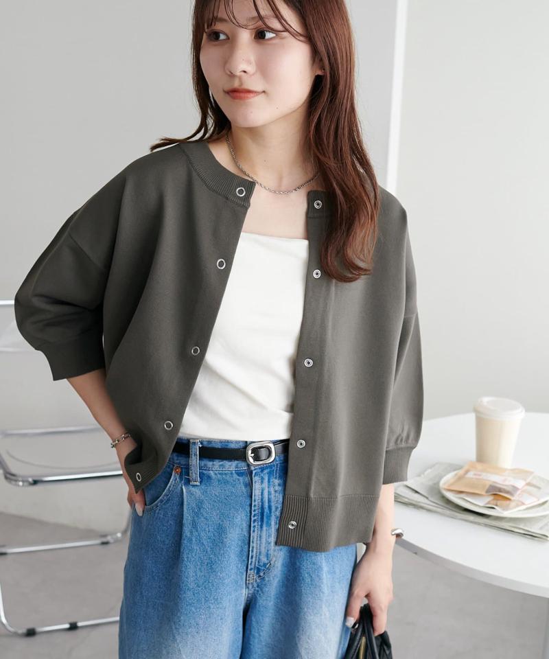 【新色追加/夏の羽織に♪】ライトスポンディッシュ半袖カーディガン《WEB限定》