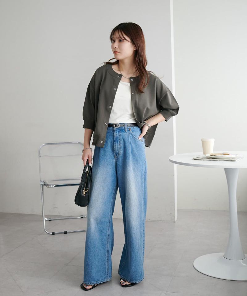 【新色追加/夏の羽織に♪】ライトスポンディッシュ半袖カーディガン《WEB限定》