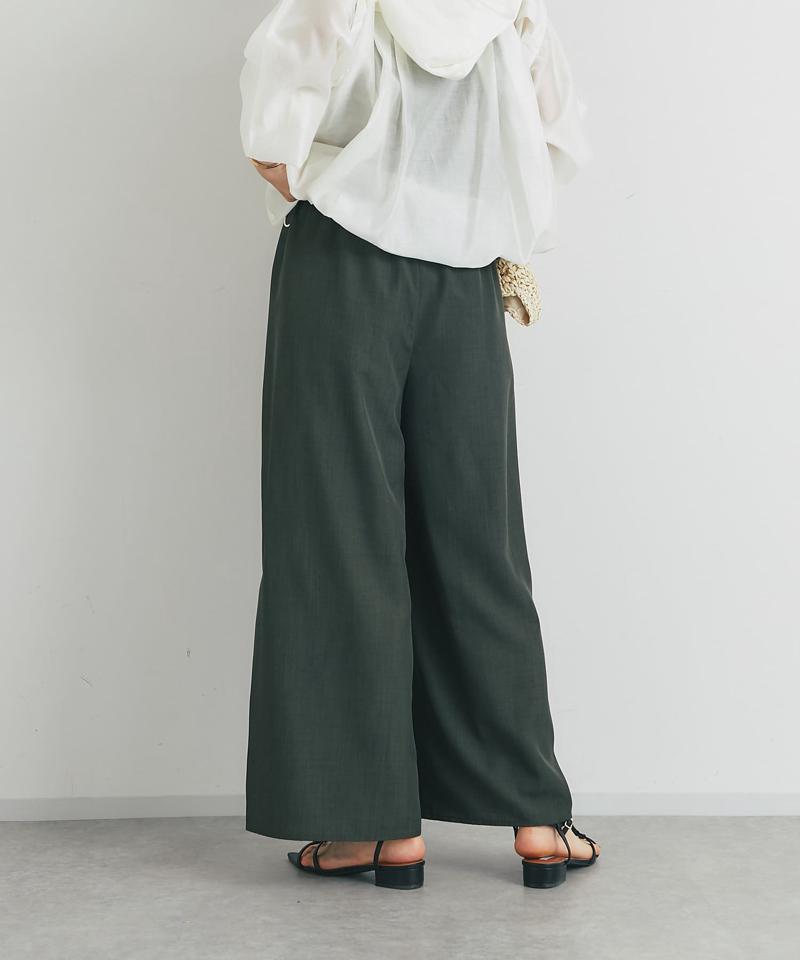 麻調ニット切替ストレートパンツ