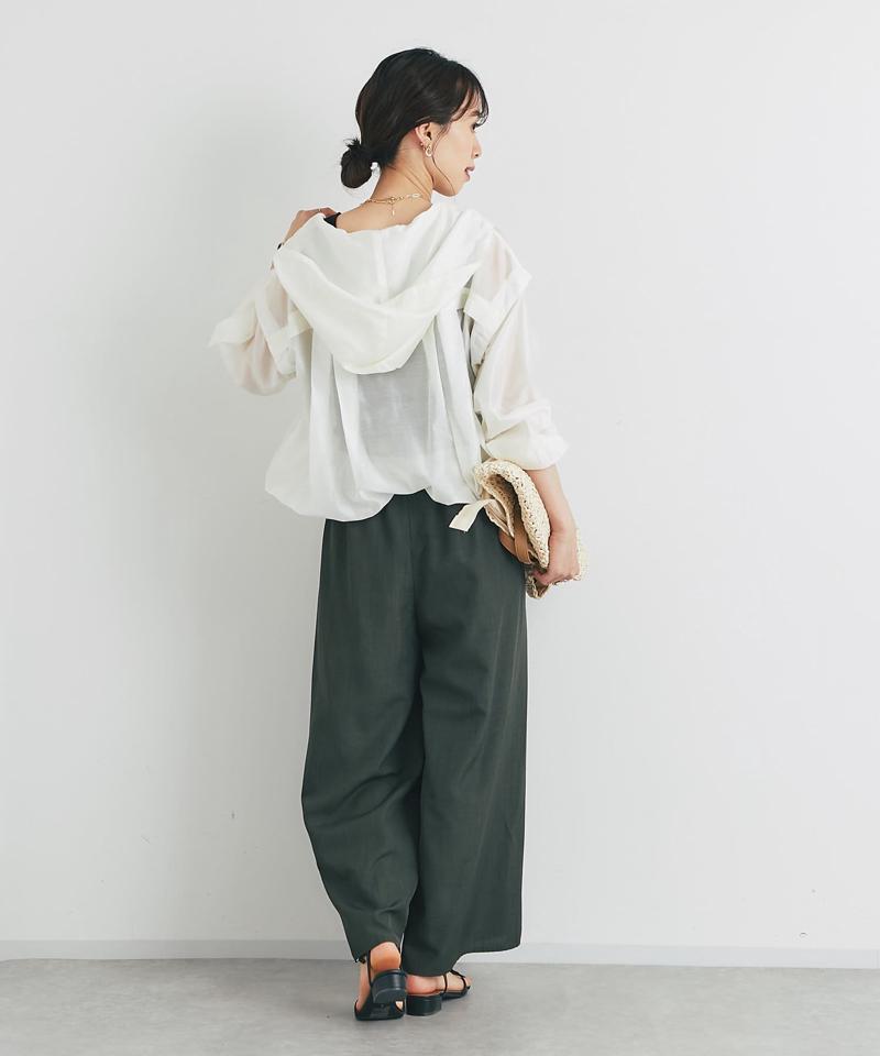 麻調ニット切替ストレートパンツ