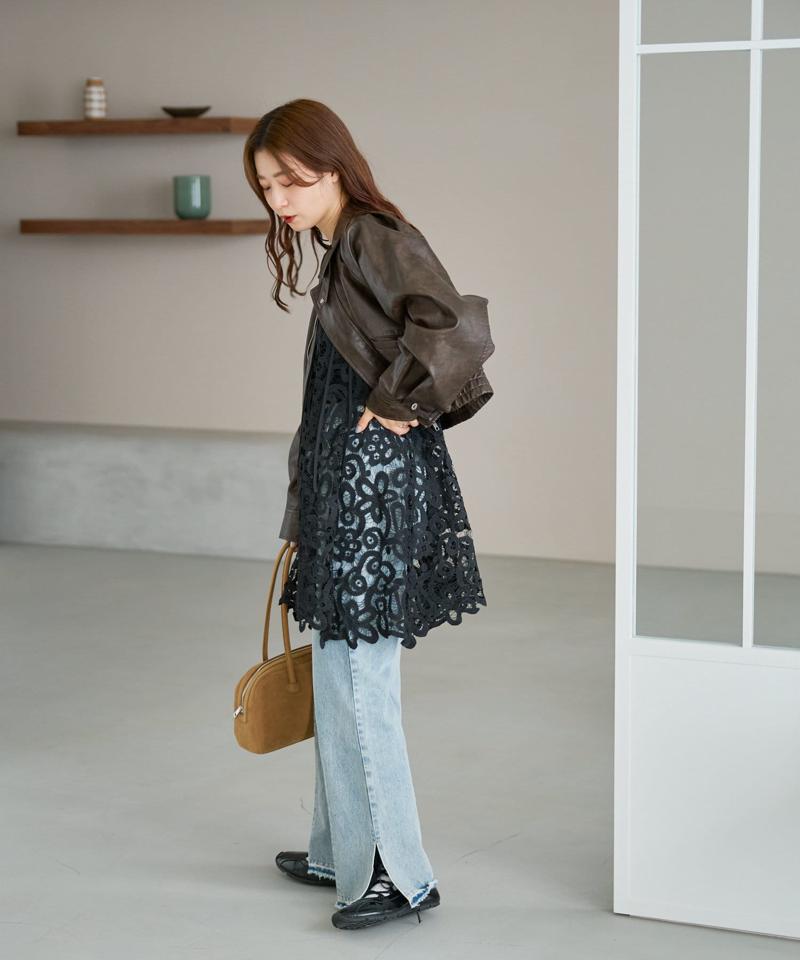 【低身長サイズ/2サイズ展開】ウォッシュドストレートデニムパンツ