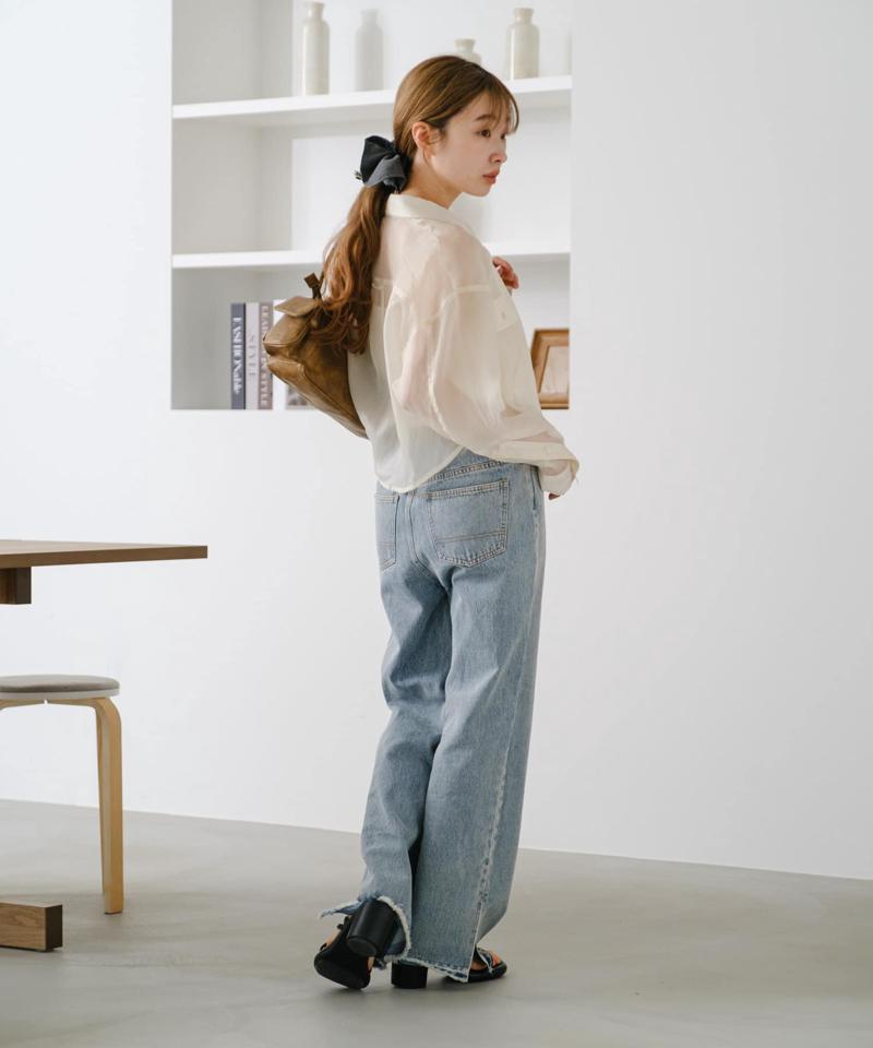 【低身長サイズ/2サイズ展開】ウォッシュドストレートデニムパンツ