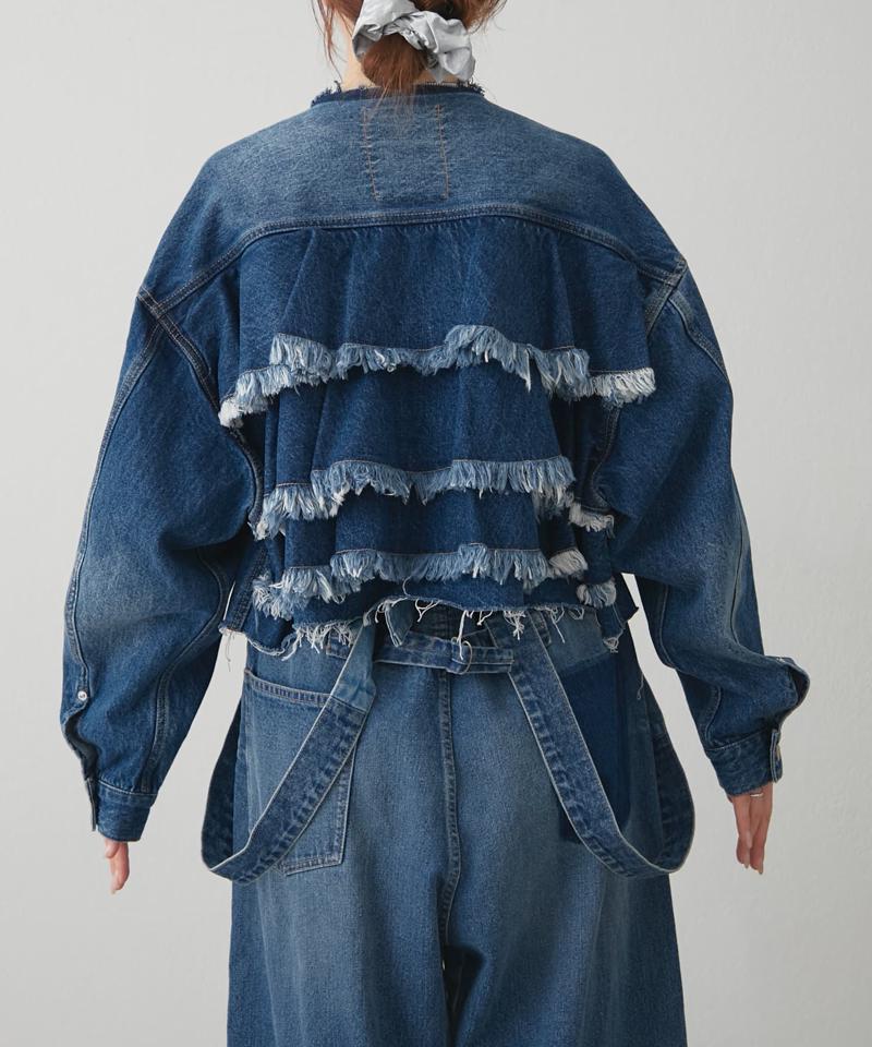 【etsinta/エシンタ】バックフリルデニムジャケット