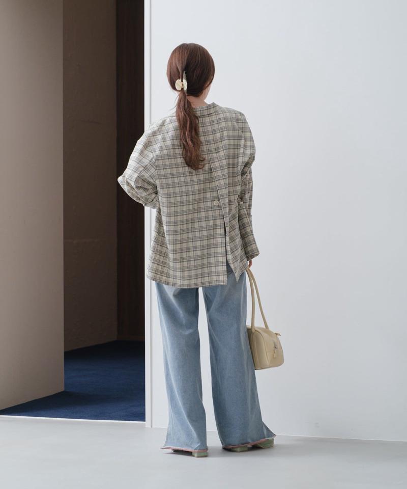 【低身長サイズ追加/高身長サイズ/3サイズ展開】デニムスリットワイドパンツ
