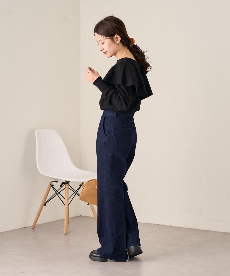 【新色追加/低身長サイズ/2サイズ展開】B センタープレスデニム