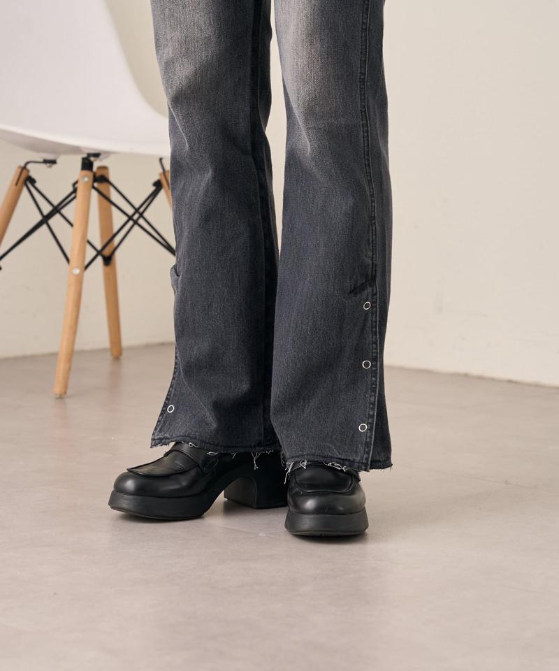 【低身長サイズ/高身長サイズ/3サイズ展開】B ボタンスリットデニム