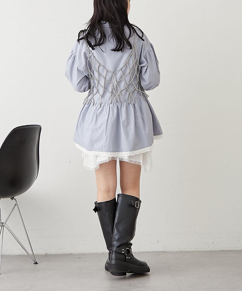 ストライプミニワンピースシャツ