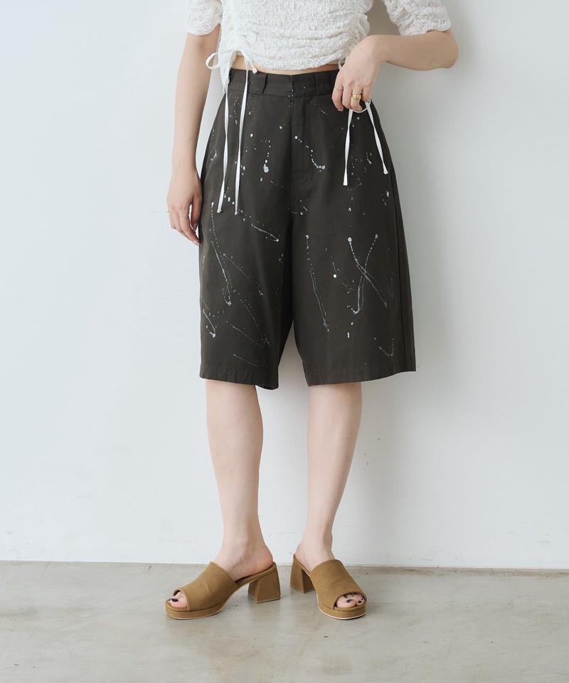 【WHIMSIC/2サイズ展開】ハンドぺインティングコットンツイルショーツ