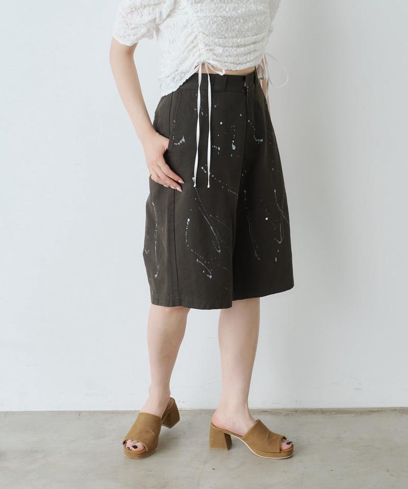 【WHIMSIC/2サイズ展開】ハンドぺインティングコットンツイルショーツ